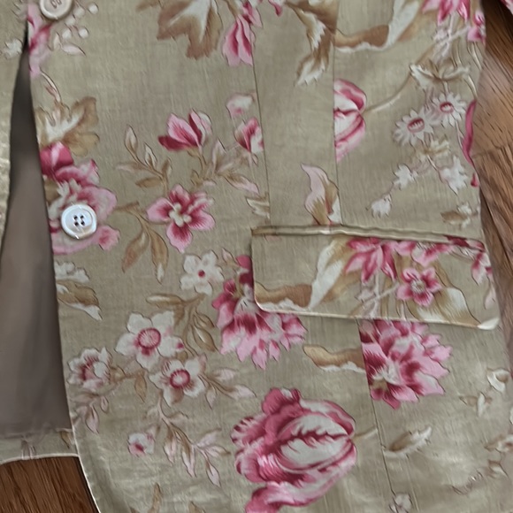 Brooks Brothers, 100% linen blazer, 14, khaki with cottage roses - Picture 5 of 7
